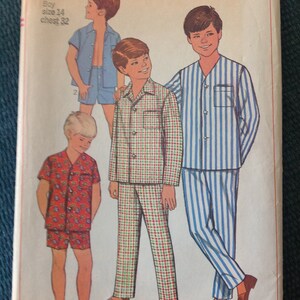 Simplicity Sewing Pattern 7399 from 1967. Boy&#39;s pajamas in two lengths.  Boy&#39;s size 14, chest 32