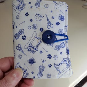 Fabric Needle Case: Sewing Print, Wool Felt Pages