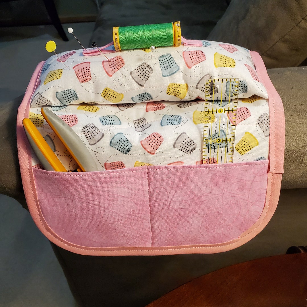 Chair Arm Caddy, Pin Cushion, Sewing Aid, Gift for Stitchers, Arm Chair