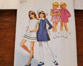 Simplicity Sewing Pattern 9842 Child's & Girl's coat with detachable collar and dress