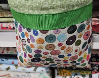 Cotton Sewing Scrap Catcher: Button Print Pin Cushion