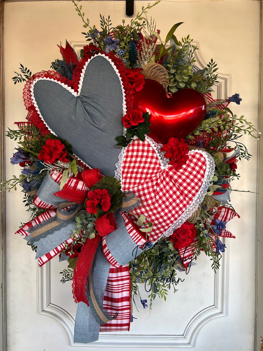 Valentines Day Deco Mesh Wreath Etsy