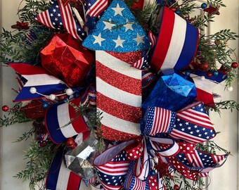 Patriotic Deco Mesh Wreath, USA Wreath, Patriotic Wreath