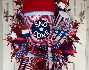 Patriotic Wreath, 4th of July Door Decor, Americana Summer Wreath, Red White Blue Wreath, Front Door Wreath, Independence Day Decor