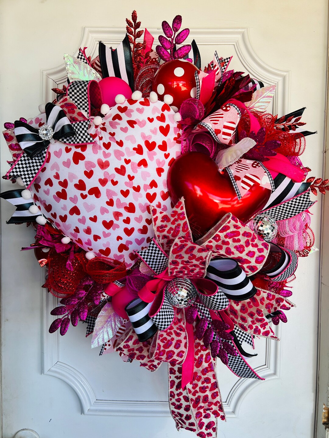 Valentines Day Deco Mesh Wreath Etsy