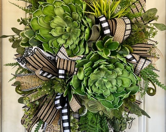 Everyday Wreath, Succulent Wreath, Wedding Wreath, Summer Wreath, Spring Wreath