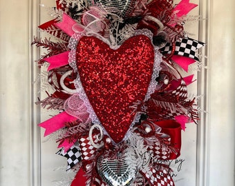 Valentine’s Day Swag, Deco Mesh Swag, Valentine’s Day Wreath