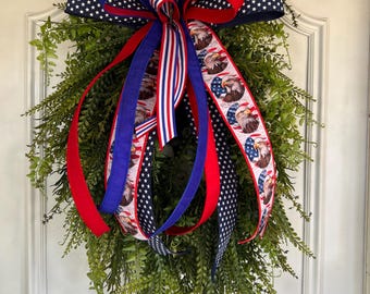Patriotic Grapevine Wreath | Red White Blue Front Door Wreath | 4th of July Wreath | Americana Summer Wreath | Memorial Day Door Decor