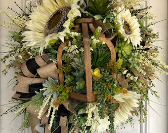 Everyday Wreath, Lantern Wreath, Wedding Wreath, Summer Wreath, Spring Wreath, Rose Wreath,