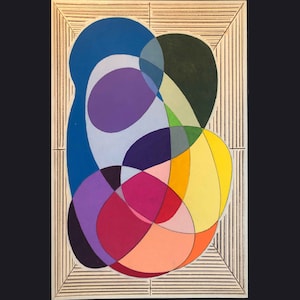 High quality digital ink jet repro colorful artwork. Abstract energetic wall art. Modern warm line drawing. Untitled Essence #19 Giclée