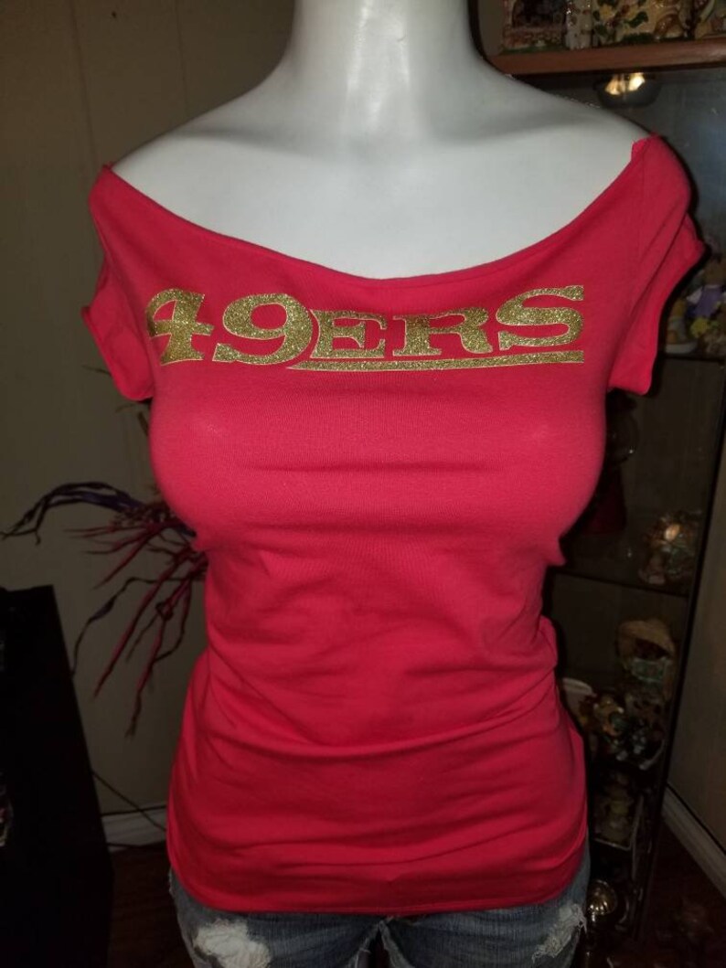 RED GLITTER 49ers Cut Tee must leave req measures | Etsy