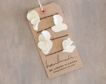 Lot de 4 petites fleurs d'hortensia blanc ivoire, épingles à cheveux fleur, accessoire pour cheveux de mariage