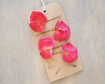 Set of 4 Deep Pink Hydrangea Hair Flowers , Flower Hair Pins, Wedding Hair Accessorise