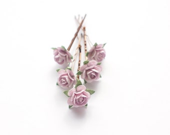 Lilac Bridal Rose Hair Pin, Flower Bobby Pin Bridesmaid Flower Girl Set of 5