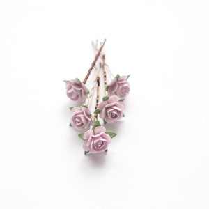 Lilac Rose Hair Pins: Bridal Flower Bobby Pin Set of 5