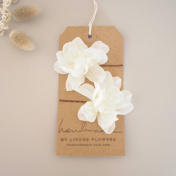 Set of 2 Ivory Delphinium Hair Flowers Bridal Hair Pins Wedding