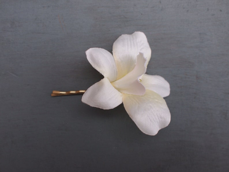 Beautiful Ivory Silk Dendrobium Orchid Bridal Hair Flowers Wedding image 4