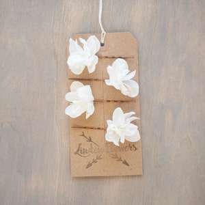 Ivory Delphinium Hair Pins – Set of 4 Bridal Hair Flowers for Wedding, Bridesmaids & Flower Girls