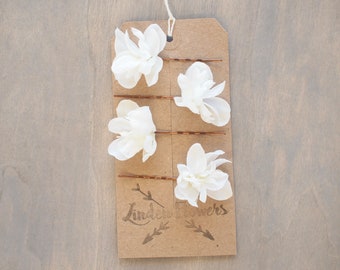 Set of 4 Ivory Delphinium  Hair Flowers Bridal Hair Pins Wedding