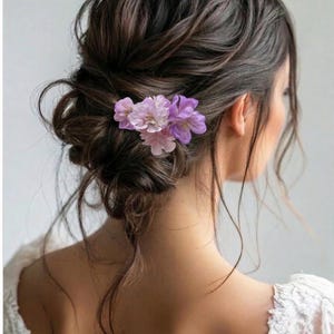 Handmade Silk Wildflower Selection in mauve and lilac tones : Wired Wedding Hair Flower or cake Embellishments