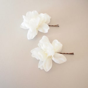 Set of 2 Ivory Delphinium Hair Flowers Bridal Hair Pins Wedding image 3