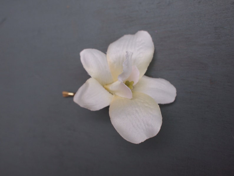 Beautiful Ivory Silk Dendrobium Orchid Bridal Hair Flowers Wedding image 5