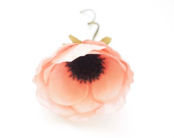 Coral Pink Anemone Poppy Corsage Boutonniere Buttonhole