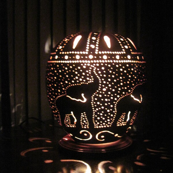 Handcrafted  elephant gourd table lamp