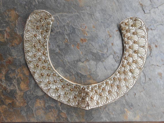 Vintage 1950's Beaded Embroidered Dress Collar - image 2