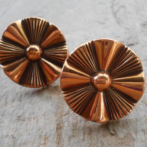 Vintage Mid Century Modern Copper Renoir like Screw Back Earrings