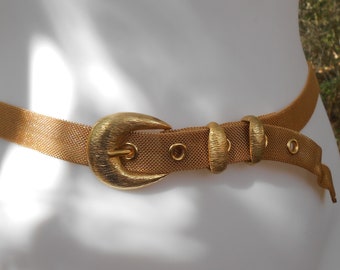 Vintage Gold Tone Mesh Ladies Belt with Buckle