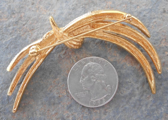 Signed Monet Gold Tone Knotted Ribbon Brooch - image 8