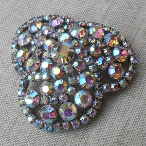 Vintage AB Rhinestone Large Swirl Brooch