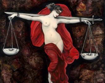 Lady Justice, Art Print, Political, Philosophical Wall Decor