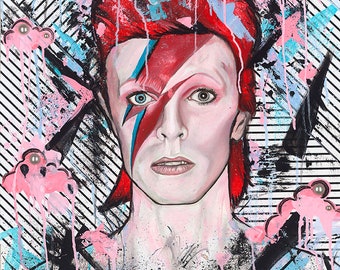 David, Bowie, Ziggy Stardust Alladin Sane Fine Art Print, Fan Art, Wall Art Decor