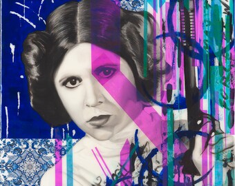 Princess Leia-Remix, Carrie Fisher Tribute Fan Art, Star Wars, Fine Art Print, Wall Art