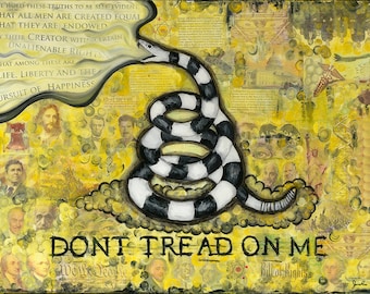 Gadsden Flag, Dont Tread on Me, Declaration of Independence Libertarian, American, Patriotic, Tea Party, Wall Art, Icon