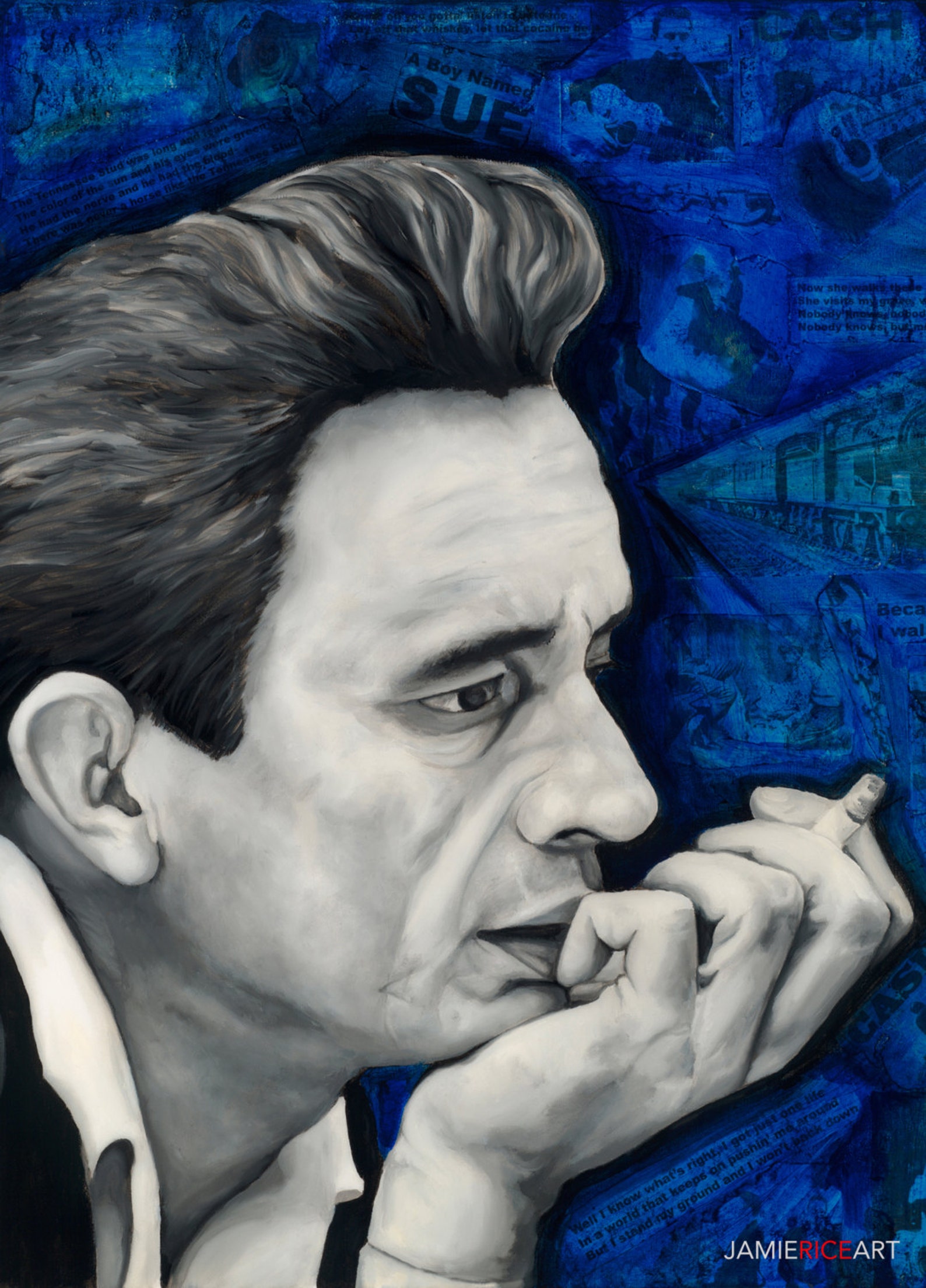 Johnny Cash Smoking 5x7 Framed Art Print Desk Etsy