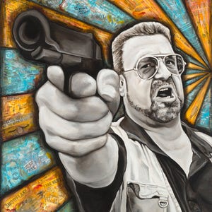 Walter Canvas Mixed Media Oil Painting, Big Lebowski Fan Art, Libertarian, Philosophy, Political, Wall Art