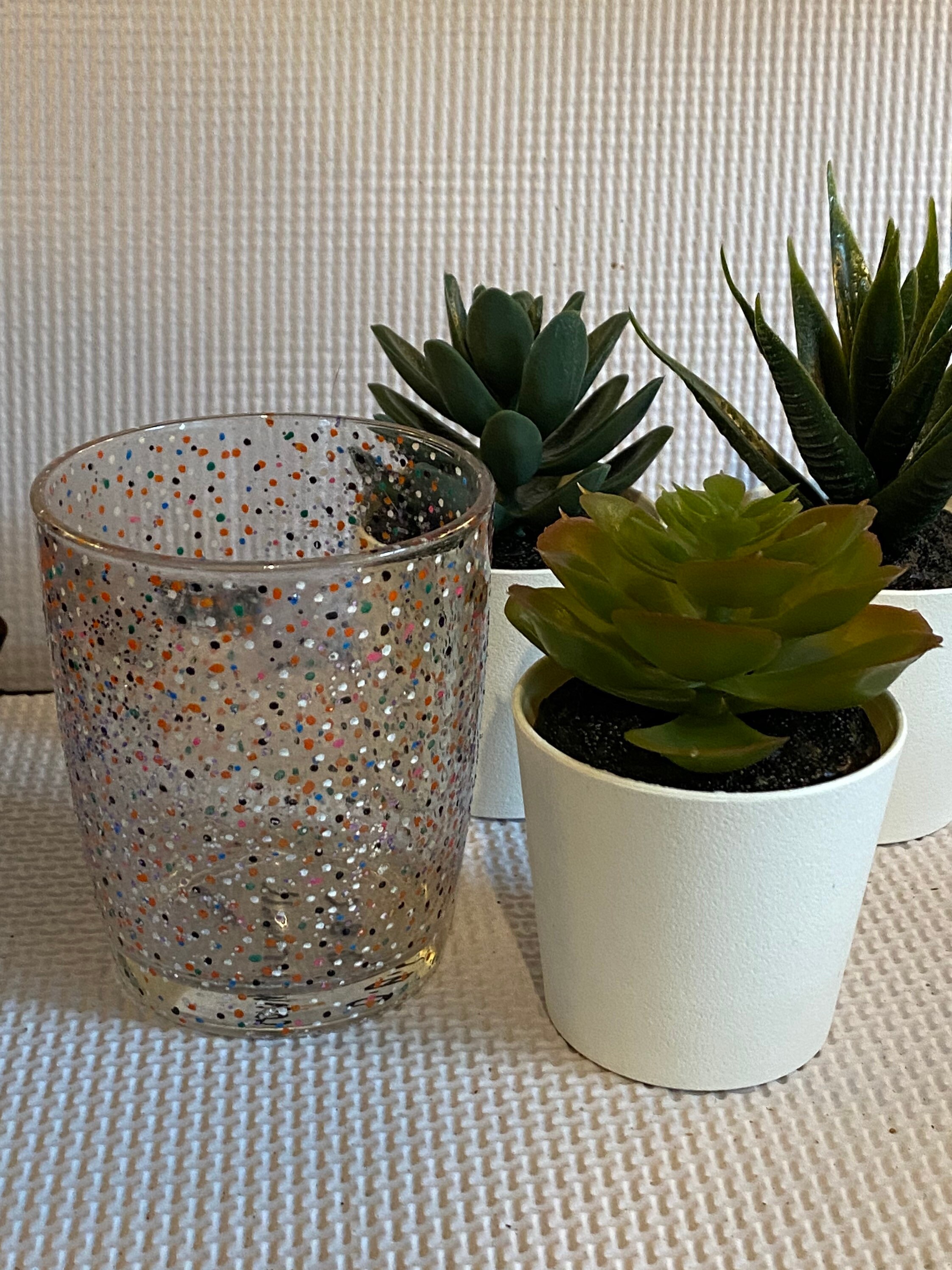 Recycled Glass Tea Light Holder. Dotted. Glittery. Home Decor. Etsy UK