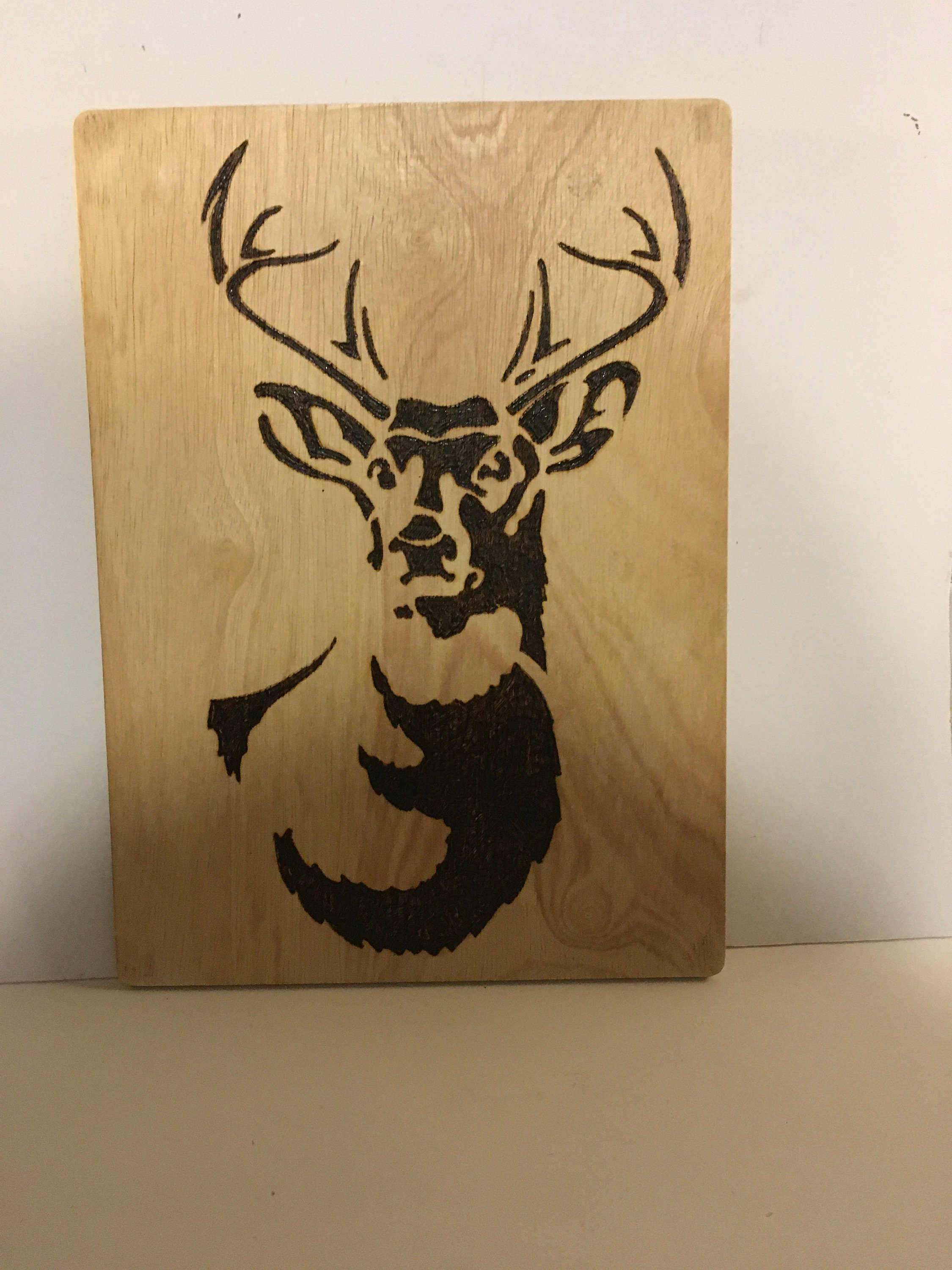 Stag Wall Art. Recycled Wooden Place Mat. Pyrography. Rustic Etsy
