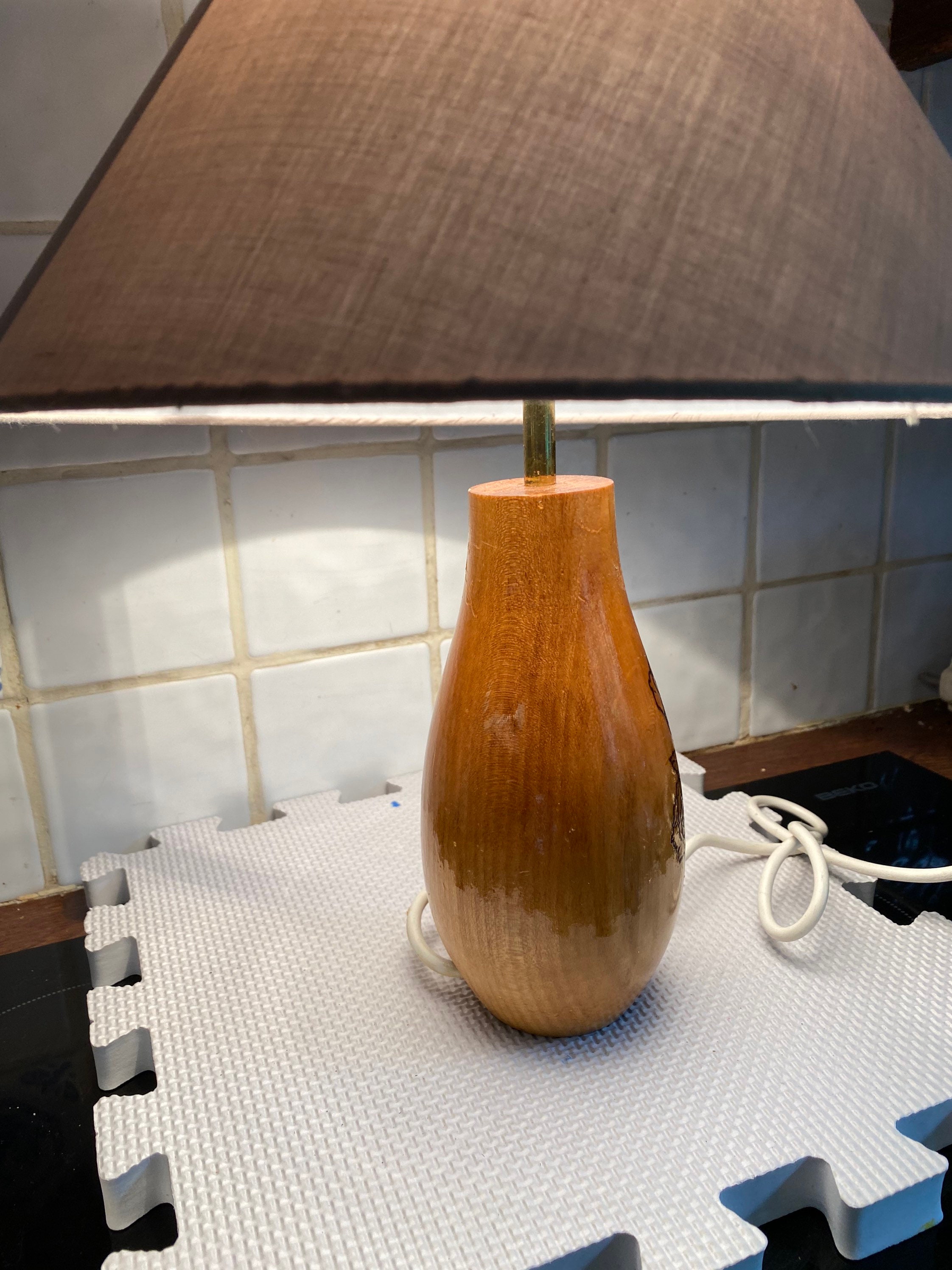 Table Lamp. Handmade. Wood Turned Base With a Triple Rose Etsy UK