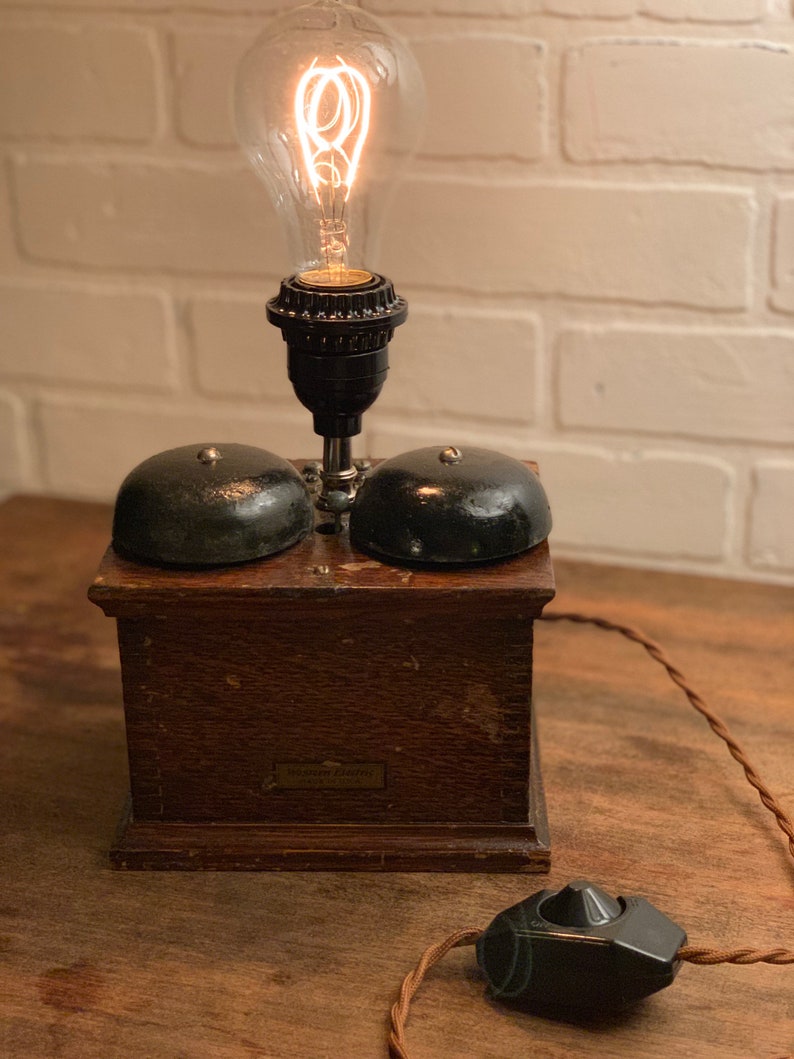 Western Electric Candlestick Telephone ringer /& Edison-style Accent Lamp.