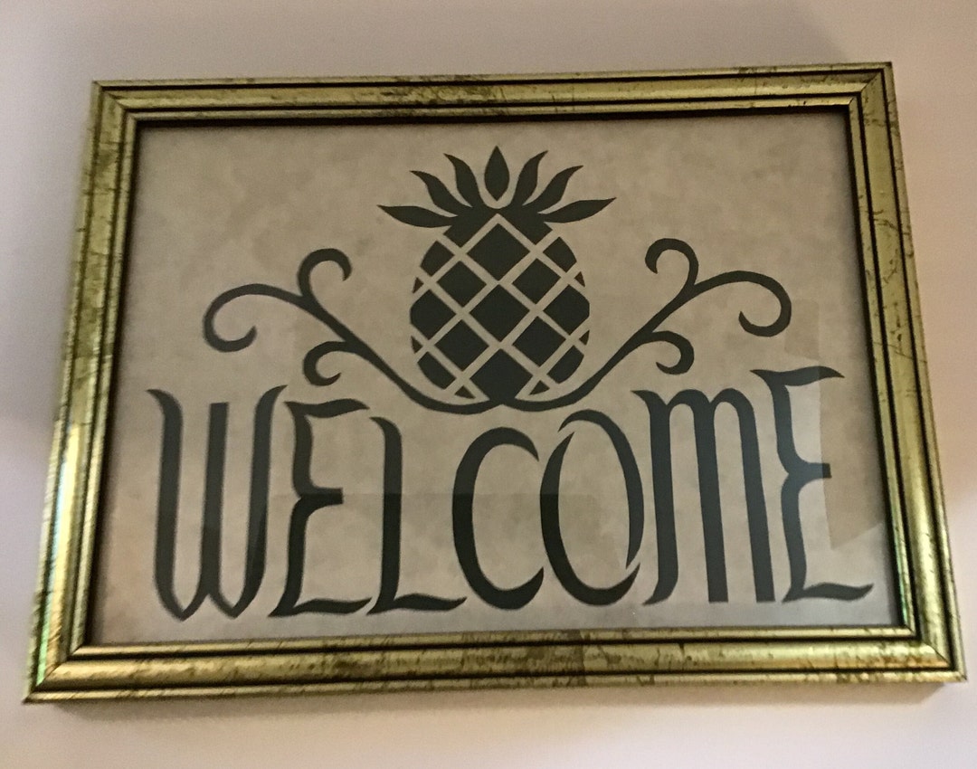 Traditional Framed “welcome” Sign Featuring a Pineapple - Etsy
