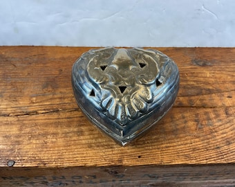 Terrifically Tarnished Silver or Silver Plated Lidded Heart Dish