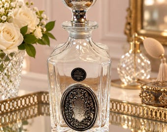 Vintage Chinelli Italian Lead Crystal Decanter Silver Tone Ornate Stopper Barware 8.5 Inch