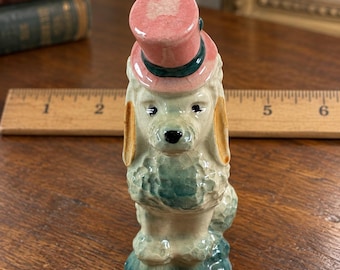 Vintage Japanese Ceramic Poodle in Pink Top Hat