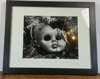 Rob James Halloween Framed Photograph Spooky Doll - Gothic Spooky Wall Art -