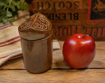 Handsome Brown Hobbyist Ceramic Box with Ornate Scrolled Lid
