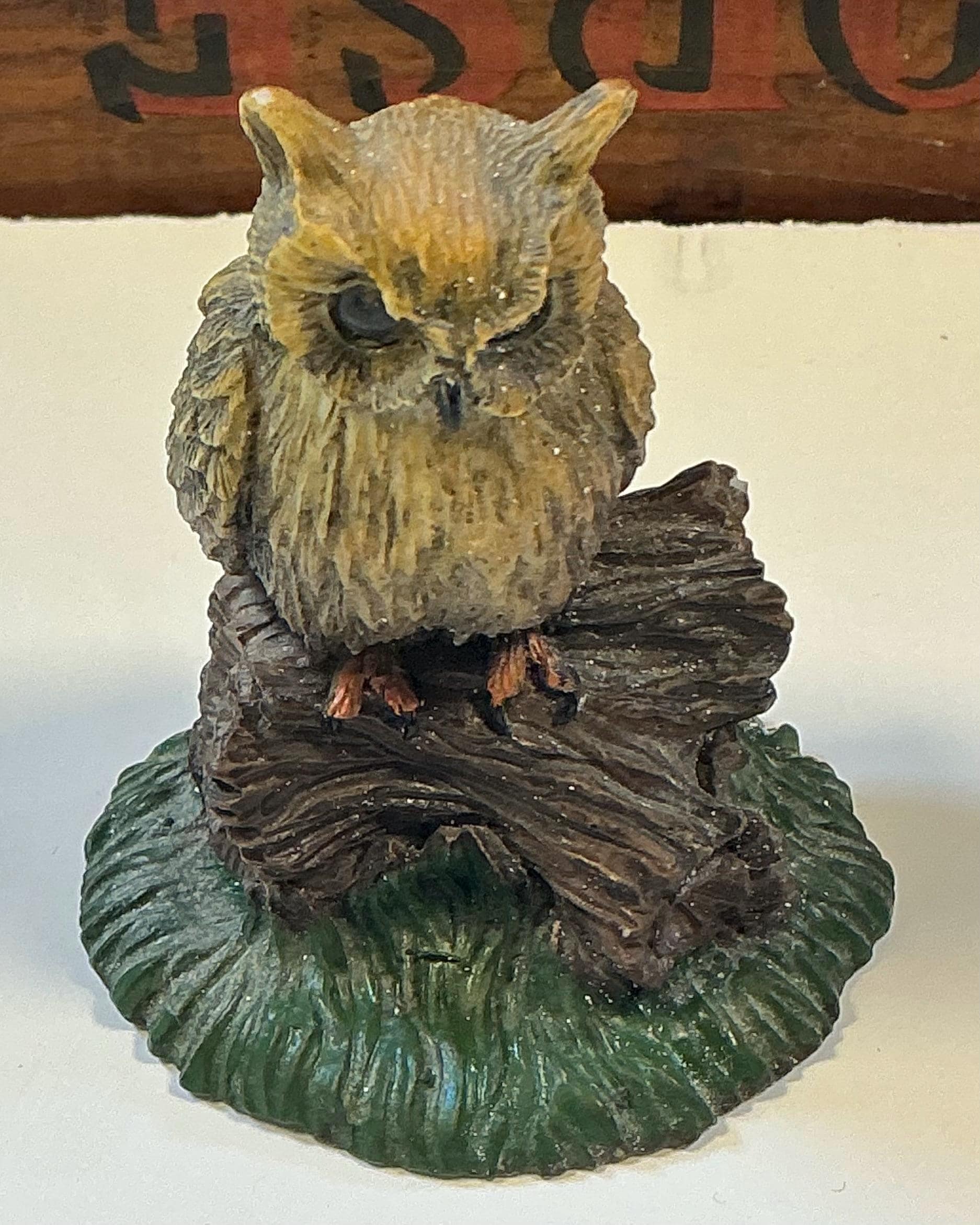 1989 Jade Owl Figurine - Great Horned Owl (?)